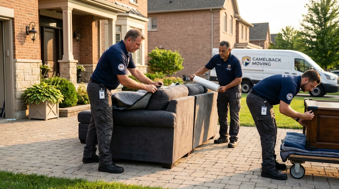 Large estate moving crew wrapping furniture in Narberth, PA