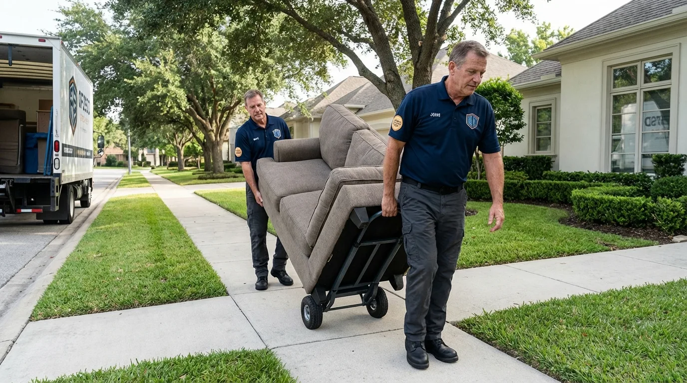 Local residential moving crew loading furniture in Narberth, PA